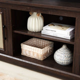 Farmhouse Rattan TV Stand Console Table for TVs up to 70 Inches, TV Console Table with 2 Storage W1758P178931