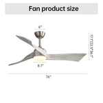 ZUN 52 Inch Brushed Nickel Ceiling Fan Light With 6 Speed Remote Energy-saving DC Motor 52K012BN