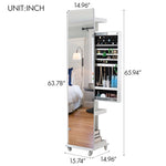 ZUN Full Length Mirror 360&deg; Swivel Jewelry Cabinet W2512P232473