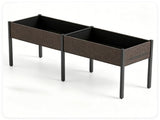 2-Section PE Rattan Raised Garden Bed, 29" Ergonomic Elevated Planter Box with Detachable Fabric 25197880