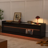 Mirod Modern TV Stand with Ample Storage,4 Drawer Design with Tempered Glass ,Built-in Charging N760P255436B