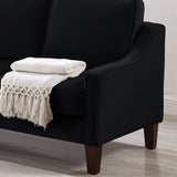 Modern 3 Person seat Sofa Couch with Scooped Armrest/Wood legs,Upholstered Velvet 3-seat Sofa with W2186P143472