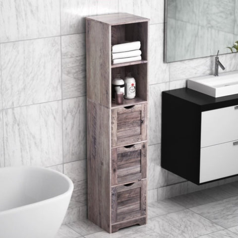 ZUN Bathroom Floor Cabinet 3 Drawers 2 Shelves, Tall Narrow Bathroom Kitchen Pantry Storage Cabinet W1673P176221