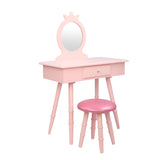 ZUN Children's Single Mirror Single Drawer Round Foot Dresser Pink 08591738