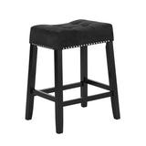 ZUN 2pc Black Saddle 27" Counter Stool Modern Style Kitchen Bar Black Velvet Finish Upholstered Seat B011P243643