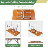 42 Inch Foldable Dog Grooming Table for Home with Adjustable Arm, Noose, Non-Slip Surface, and T3210P293740