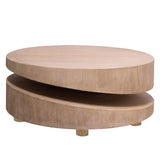 Modern Round Wood Coffee Table 31.3" Natural Finish Accent Table for Living Room W2729P270755