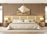 Capri Extended Headboard Cane Platform Bed, Antique White Polyester B2719P385740