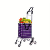 Folding Rolling Cart with Wheels Shopping Cart Portable Trolley Bag, Utility Cart Heavy Duty Stair 08276893