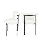 ZUN Burbank Modern Round Boucle Dining Chairs, Set of 2, White T2574P180242