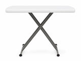 Adjustable Folding Table, 30 x 20 in Small HDPE Portable Personal Table with Steel Legs, White Gray, 78868240