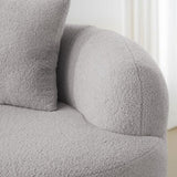 Grey Curved Loveseat Sofa with Round Armrest, Compression Couch with 2 Pillows, Cream Couch for W3612P332453