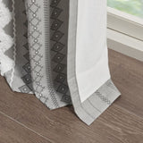 Cotton Printed Curtain Panel with Chenille Stripe and Lining B035129658