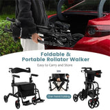 2-in-1 Rollator Walker & Wheelchair 6-Level Adjustable Handles, 1-Hand Folding, Storage 51449217