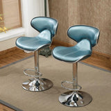 Masaccio Upholstery Airlift Adjustable Swivel Barstool with Chrome Base, Set of 2, Blue T2574P164833