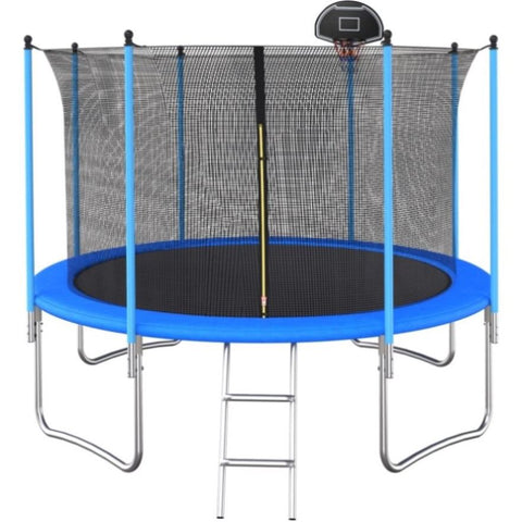 ZUN 10 FT TRAMPOLINE INSIDE SAFETY NET WITH BASKETBALL HOOP W758P266051