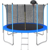 ZUN 10 FT TRAMPOLINE OUTSIDE SAFETY NET WITH BASKETBALL HOOP W758P266946