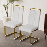 ZUN Modern Dining Chairs,PU Faux Leather High Back Upholstered Side Chair with C-shaped Tube. Plating W2189133306