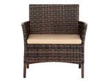 2pcs Arm Chairs 1pc Love Seat & Tempered Glass Coffee Table Rattan Sofa Set Brown GradientSAME AS 74145921