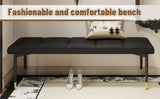 59*17 Inch Multifunctional Black Shoe Bench - Faux PU Cushion, Sturdy Metal Legs With Gold W1151P214997