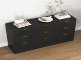 Black 9 Drawer Dresser, 63" Large Deep Chest of, Wooden Dresser Storage Cabinet with 9 W409P307541