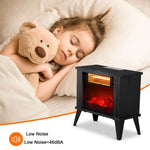 ZUN 15" Electric Fireplace Heater, Freestanding Wooden Fireplace Stove with 3D Realistic Flame, 00157505