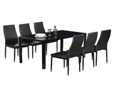 Simple Assembled Tempered Glass & Iron Dinner Table Black 00522385