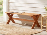 36" Teak Oil Hardwood Backless Garden Bench, 660 LBS Load Capacity 2-Person Outdoor Bench 97856472