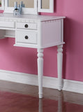 Bedroom Contemporary Vanity Set w Foldable Mirror Stool Drawers White Color HS00F4074-ID-AHD