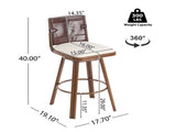 Sibyl Indoor Upholstered Swivel Bar Stool with Metal Frame, Walnut Finish and Beige Upholstery, Set N775P340827B