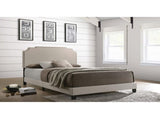 Beige Queen Panel Bed with Nailhead Trim B062P153557