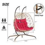 ZUN 2 Person Outdoor Rattan Hanging Chair Patio Wicker Egg Chair W874P146264