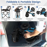 308lbs Foldable Rolling Walker 9" All-Terrain Tires, 7-Level Height , Wide Seat, 01542722