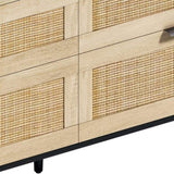 59" Rattan Dresser with Drawers, 6 Drawer Dresser for Bedroom, Clothes Storage Cabinet for Bedroom, W757P209512