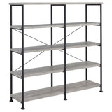 Grey Driftwood and Black Double-Wide Bookcase B062P153782