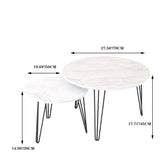 27.56'' Round Nesting Coffee Table Set of 2, Circular Nesting End Table Set, Round Marble Tabletop, 32508721