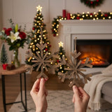 2PCS Set 17.7" Christmas Tree Decorations Large Wood Snowflake Ornaments Rustic Wall Art for Holiday 95566499