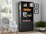 5 Shelf Bookcase with Doors, Black Finish 75212620