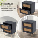 ZUN 2-drawer Nightstand for Bedroom and Living Room, End Table, Side Table with 2 Hand Made W2282P220561