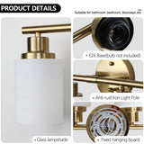 5-Light Golden Bathroom Vanity Light Fixture, Frosted Glass Shades, Modern Wall Mounted Lighting W1340P206702
