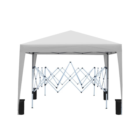 ZUN Outdoor 10x 10Ft Pop Up Gazebo Canopy Tent with 4pcs Weight sand bag,with Carry Bag-Grey 66489189