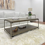 ZUN Corbeta Metal Frame Wood Living Room Coffee Table with Casters T2574P164640