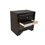 Traditional Style 2 Drawer Nightstand made with Wood in Black Color 808857578259