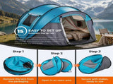 4 Person Pop Up Tent for Camping, Waterproof Instant Family Tent with Front Awning, Automatic Tent 87386314