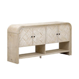 U_Style Versatile console table with Woven Wood Slats and Solid Wood Veneer,Suitable for Entryway, N711P269058O