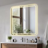 36*36in LED Bathroom Mirror, Anti-Explosion Glass, Rust-Resistant, Anti-Fog Features, Tri-Color W2709P243340