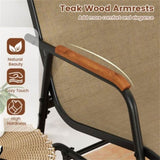 3-person terrace gliding chair with curved teak wood armrests, suitable for porch use 42054072