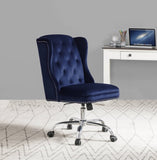 ZUN Midnight Blue Swivel Office Chair with Wing Back B062P215473