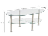 Dual Fishtail Style Tempered Glass Coffee Table clear 40751609
