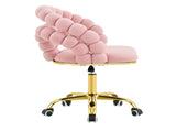 Pink Velvet Bubble Vanity Chair with Gold Base, 360&deg Swivel Height Adjustable Ergonomic Accent W3875P446136